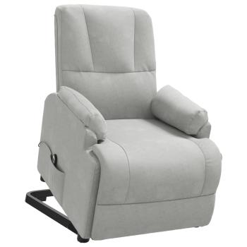 Relaxsessel mit Aufstehhilfe Hellgrau Wildleder-Optik