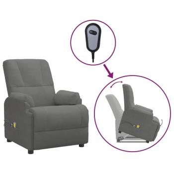 Massagesessel mit Aufstehhilfe Dunkelgrau Wildleder-Optik