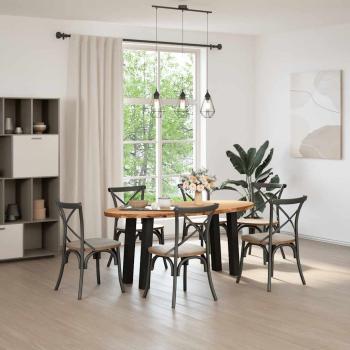 Esstisch Hellbraun 200x100x74 cm Massivholz Eiche Oval