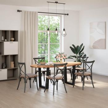 Esstisch Hellbraun 200x100x74 cm Massivholz Eiche Oval