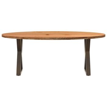 Esstisch Hellbraun 200x100x74 cm Massivholz Eiche Oval