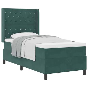 Boxspringbett mit Kopfteil Dunkelgrün 90 x 190 cm Samt
