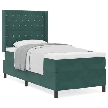 Boxspringbett mit Kopfteil Dunkelgrün 90 x 200 cm Samt