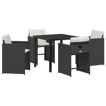 Garten Essgruppe 5 pcs Schwarz Poly-Rattan