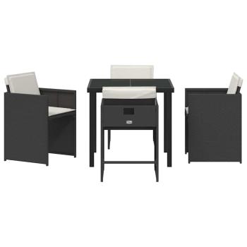 Garten Essgruppe 5 pcs Schwarz Poly-Rattan