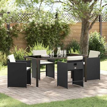 ARDEBO.de - Garten Essgruppe 5 pcs Schwarz Poly-Rattan