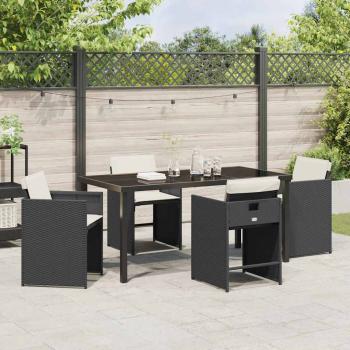 Garten Essgruppe 5 pcs Schwarz Poly-Rattan