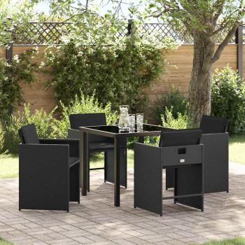 ARDEBO.de - Garten Essgruppe 5 pcs Schwarz Poly-Rattan