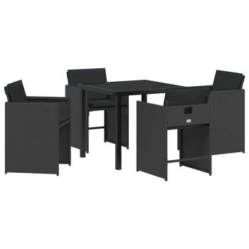 Garten Essgruppe 5 pcs Schwarz Poly-Rattan