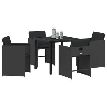 Garten Essgruppe 5 pcs Schwarz Poly-Rattan