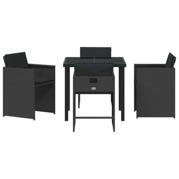 Garten Essgruppe 5 pcs Schwarz Poly-Rattan