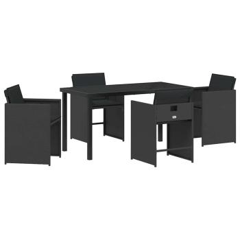 Garten Essgruppe 5 pcs Schwarz Poly-Rattan