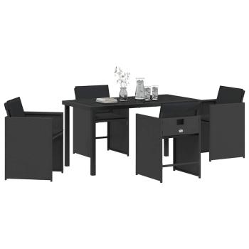 Garten Essgruppe 5 pcs Schwarz Poly-Rattan