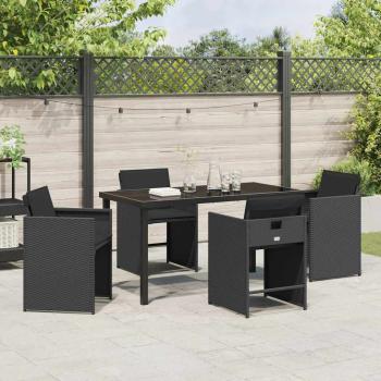 Garten Essgruppe 5 pcs Schwarz Poly-Rattan