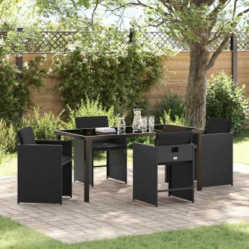 ARDEBO.de - Garten Essgruppe 5 pcs Schwarz Poly-Rattan