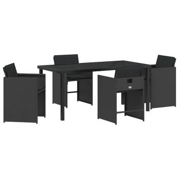 Garten Essgruppe 5 pcs Schwarz Poly-Rattan