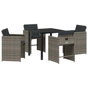 Garten Essgruppe 5 pcs Grau Poly-Rattan