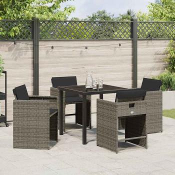 Garten Essgruppe 5 pcs Grau Poly-Rattan