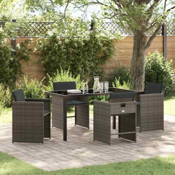 ARDEBO.de - Garten Essgruppe 5 pcs Grau Poly-Rattan