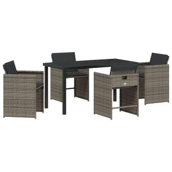 Garten Essgruppe 5 pcs Grau Poly-Rattan