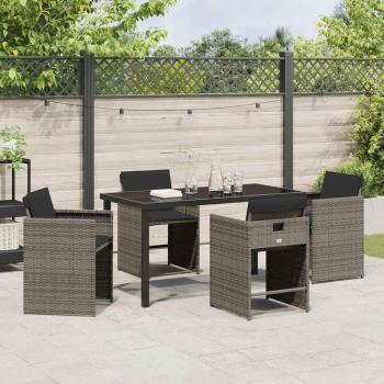 Garten Essgruppe 5 pcs Grau Poly-Rattan