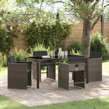 ARDEBO.de - Garten Essgruppe 5 pcs Grau Poly-Rattan