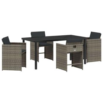 Garten Essgruppe 5 pcs Grau Poly-Rattan