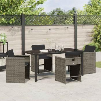 Garten Essgruppe 5 pcs Grau Poly-Rattan