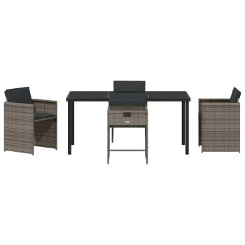 Garten Essgruppe 5 pcs Grau Poly-Rattan