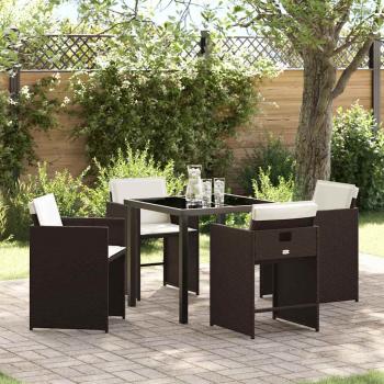 ARDEBO.de - Garten Essgruppe 5 pcs Braun Poly-Rattan