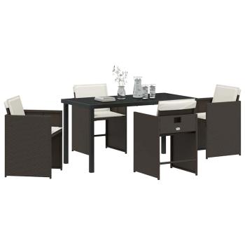 Garten Essgruppe 5 pcs Braun Poly-Rattan