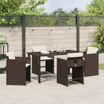Garten Essgruppe 5 pcs Braun Poly-Rattan