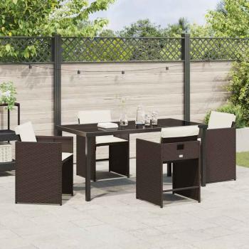 Garten Essgruppe 5 pcs Braun Poly-Rattan