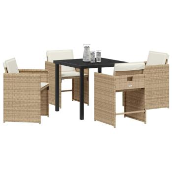 Garten Essgruppe 5 pcs Beige Poly-Rattan