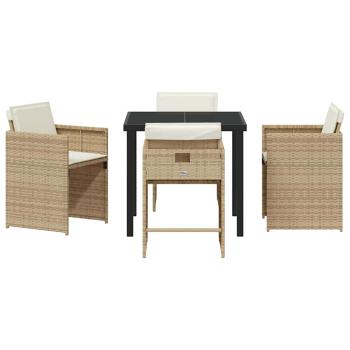 Garten Essgruppe 5 pcs Beige Poly-Rattan