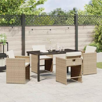 Garten Essgruppe 5 pcs Beige Poly-Rattan