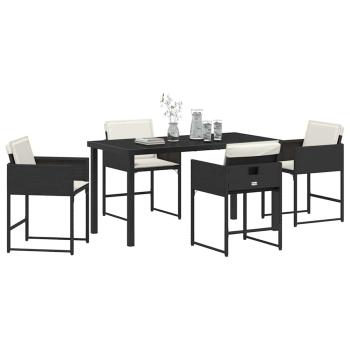 Garten Essgruppe 5 pcs Schwarz Poly-Rattan