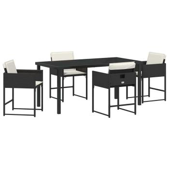 Garten Essgruppe 5 pcs Schwarz Poly-Rattan