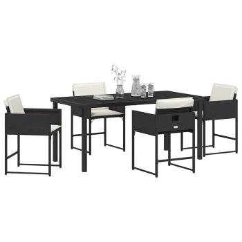 Garten Essgruppe 5 pcs Schwarz Poly-Rattan