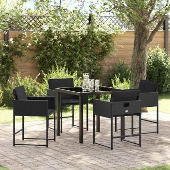 ARDEBO.de - Garten Essgruppe 5 pcs Schwarz Poly-Rattan