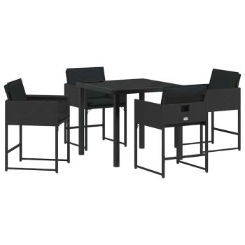 Garten Essgruppe 5 pcs Schwarz Poly-Rattan