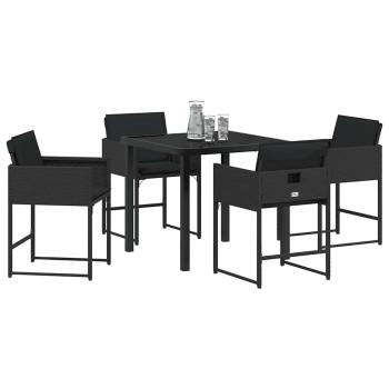 Garten Essgruppe 5 pcs Schwarz Poly-Rattan