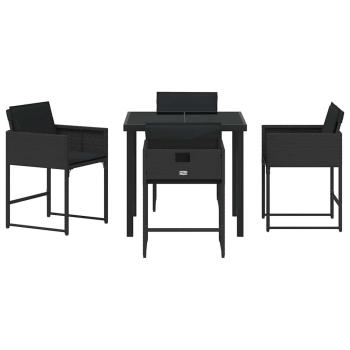 Garten Essgruppe 5 pcs Schwarz Poly-Rattan
