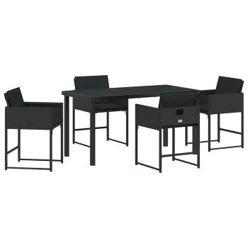 Garten Essgruppe 5 pcs Schwarz Poly-Rattan
