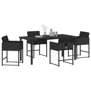 Garten Essgruppe 5 pcs Schwarz Poly-Rattan