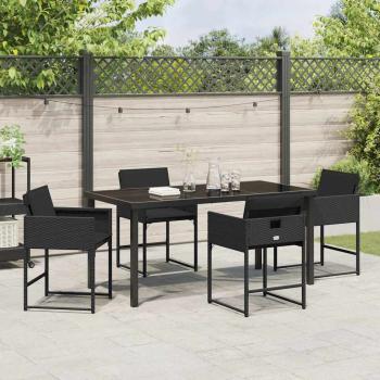 Garten Essgruppe 5 pcs Schwarz Poly-Rattan