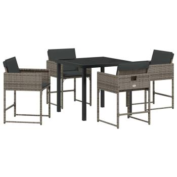 Garten Essgruppe 5 pcs Grau Poly-Rattan