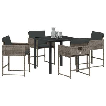 Garten Essgruppe 5 pcs Grau Poly-Rattan