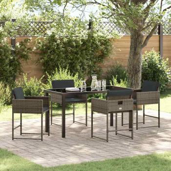ARDEBO.de - Garten Essgruppe 5 pcs Grau Poly-Rattan