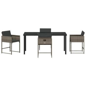 Garten Essgruppe 5 pcs Grau Poly-Rattan